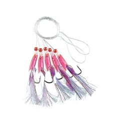 Fladen Rosa Gummi M. Weiße Federn 5 Haken