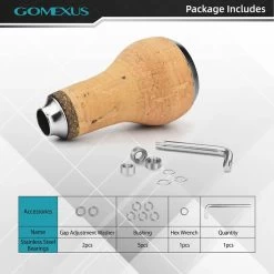 Gomexus Handle Knob Cork For Spinning Reel - Cork/Silver -Angelgeschäft CA27TNBK 4