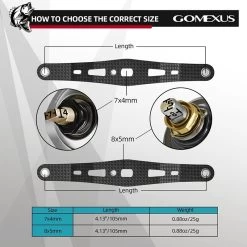 Gomexus 95mm Carbon Swept Handle With 20mm Aluminium Knob -Angelgeschäft DCS95A20BKGDr 4