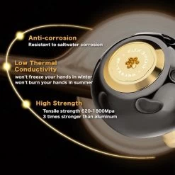 Gomexus 90mm Aluminium Power Handle With 45mm Titanium Knob - Black & Gold -Angelgeschäft LYS90TB45BKGD 5